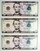 (3) Superb Crisp $5 2021 Star Replacement Notes Atlanta-Consecutive!