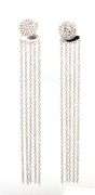 14kt White gold pave diamond stud earrings with fringe jacket earrings