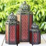 Moroccan-Style Metal Candle Lantern Set