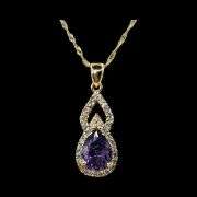 Gold Plate Simulated Amethyst and Diamond 4 Piece Set
