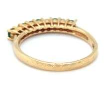 14kt Yellow gold round brilliant cut emerald and diamond band