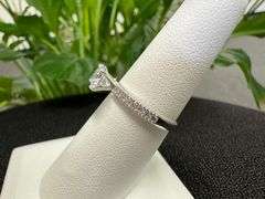 10k White Gold Round White CZ Engagement Band Wedding Ring Size 6.5