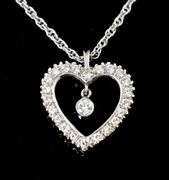 Elegant 14K White Gold Diamond Heart with Necklace