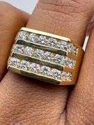 14K Yellow gold Men's Ring Three Row of 2.70ct