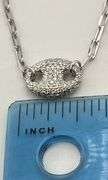 925 Sterling Silver Full Crystal pave Interlocking Circle Pendant With Paperclip Chain Necklace