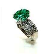 Stunning 14 kt White Gold Plate 5 Ct Rose Cut Simulated Paraiba Tourmaline Ring