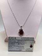 Unbelievable very fine Ruby and diamond Necklace in Silver – GGA Certified