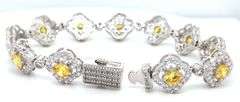 925 Sterling silver flower link cubic zirconia bracelet