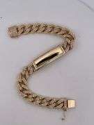 BRAND NEW CERTIFIED MEN'S CUBAN LINK DIAMOND ID BRACELET. 18K GOLD