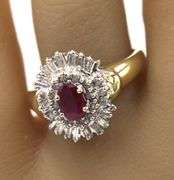 14kt Yellow gold ruby and diamond cluster ring
