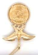 1/10th oz Eagle in Eagle pendant frame on chain