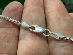 .925 Sterling Silver Garnet Pendant w/ 18" Italian Round Box Chain