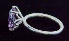 Beautiful 6.5 Ct Natural Purple Amethyst Solid Sterling Rose Cut Ring