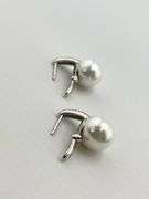 925 Sterling Silver White Pearl And CZ Huggie Hoop Drop Earrings