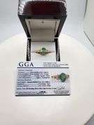 Very fine one Emerald ring in silver 14k gold plated with diamond accent