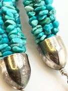 925 Sterling Silver Vintage DTR Jay King Nuggets Natural Turquoise Multi Strands Necklace