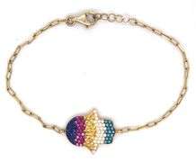 925 Sterling silver multi color cubic zirconia Hamsa bracelet