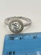925 Sterling Silver TW One Carat Brilliant Cut Moissanite Halo Engagement Ring