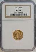 Blazing virtual Gem BU 1927 $2.50 Indian Gold Piece. NGC MS64