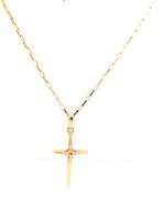 14kt Yellow gold cross pendant on chain