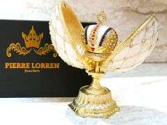 Beige Fabergé-Style Imperial Trinket Egg