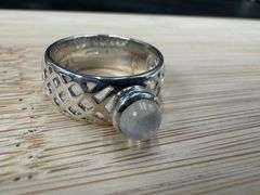Sterling Silver Rainbow Moonstone Gemstone Ring Size 10