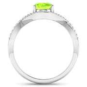 14KT White Gold 1.05ctw Peridot and Diamond Ring