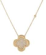New 0.51ctw Pave Diamond Clover Shaped Frame Pendant Necklace in 14K