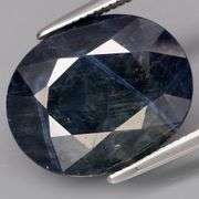 Beautifully marbled! Huge size! 11.39ct midnight blue Sapphire!