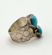 925 Sterling Silver DRT Jay King Geometric Theme Turquoise Ring