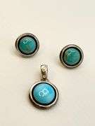 925 Sterling Silver Signed Artie Yellowhorse Turquoise Set Of Earrings And Pendant