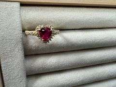 14k Yellow Gold Heart Ring w/ White & Pink CZ's Size 7