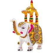 Minakari White Elephant with Howdah Hand-Painted
