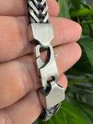 Men's 9.7mm Solid .925 Sterling Silver Heavy Oval Franco Chain Link Italy Handmade Bracelet 8.5" Inc