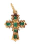 14kt Yellow gold emerald cross pendant
