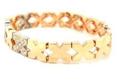 14kt Yellow gold approximate 0.30ctw pave diamond X bracelet