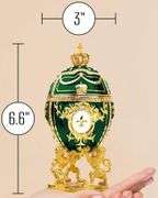 Royal Imperial Green Russian Fabergé Egg Replica with Green Carriage