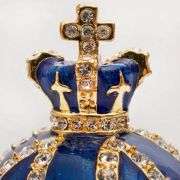 3.2" Twisted Fabergé Egg Replica Jewelry Box – Blue Keepsake Яйцо Фаберже