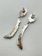 925 Sterling Silver Native American Navajo Drop Green Turquoise Earrings