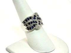 14 Kt. White Gold Plate 7 Cwt. Simulated Midnight Blue Sapphire Ring