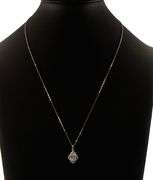 1.20ctw Oval and Round Diamond Scalloped Frame Pendant Necklace in 14K