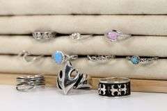 .925 Sterling Silver Curated Ring Lot of 10 Rings Various Sizes & Styles