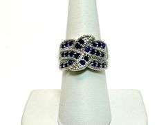 14 Kt White Gold Plate 7 Cttw Simulated Midnight Blue Sapphire Ring