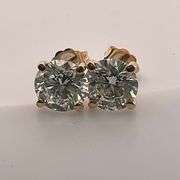 BRAND NEW 2.60 CARATS LAB GROWN DIAMOND STUDS. 14K YELLOW GOLD