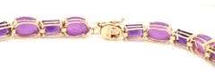 14kt Yellow gold 6ctw emerald cut amethyst and oval Jade link bracelet