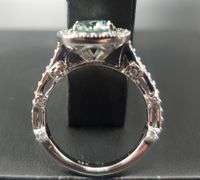 14 K White Gold Plate Sparkling 3.15 Ct White Ice Blue Fire Moissanite Ring