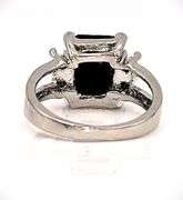 Dazzling 4.25 Ct Emerald Cut  Simulated Silk Black Diamond Ring