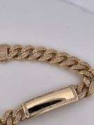 BRAND NEW CERTIFIED MEN'S CUBAN LINK DIAMOND ID BRACELET. 18K GOLD