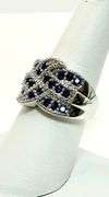 Stunning 14 Kt White Gold Plate 7 Cttw Simulated Midnight Blue Sapphire Ring.