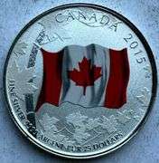 $25 Pure Silver Enameled 2015 Canada Flag Coin